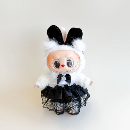Labubu Black & White Bunny Dress Outfit – Lace Style