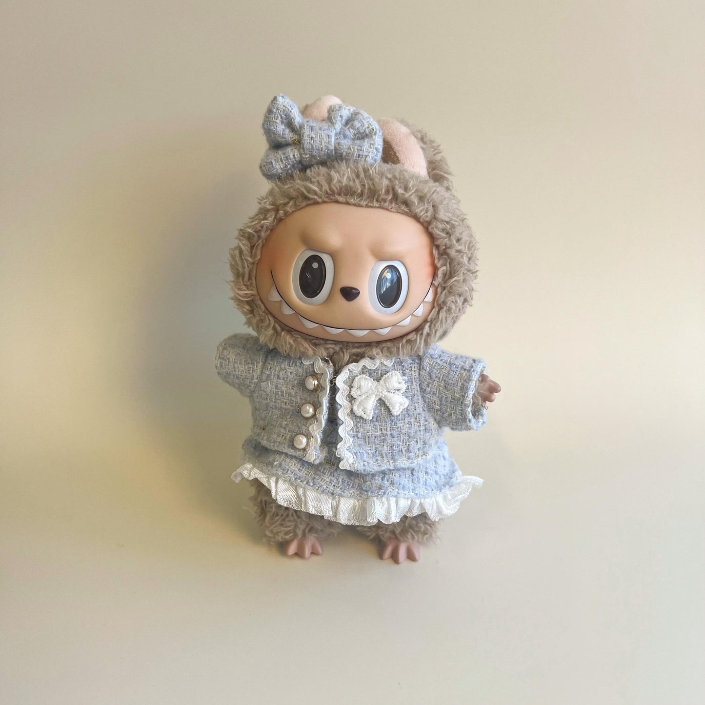 Labubu Tweed Dress Outfit – Pearl Button Style