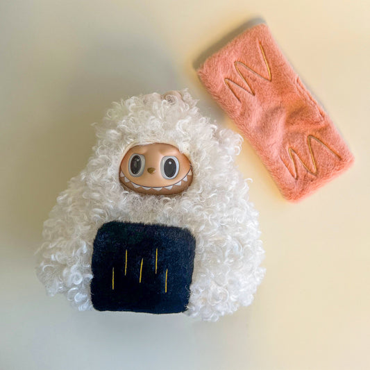 Labubu Fuzzy Onigiri Outfit Set – Dual Patch Edition