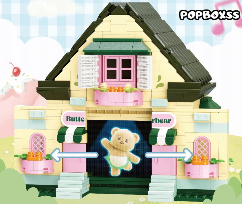 TOP TOY Butter Bear Home Projection Cottage Building Kit 600+Pcs