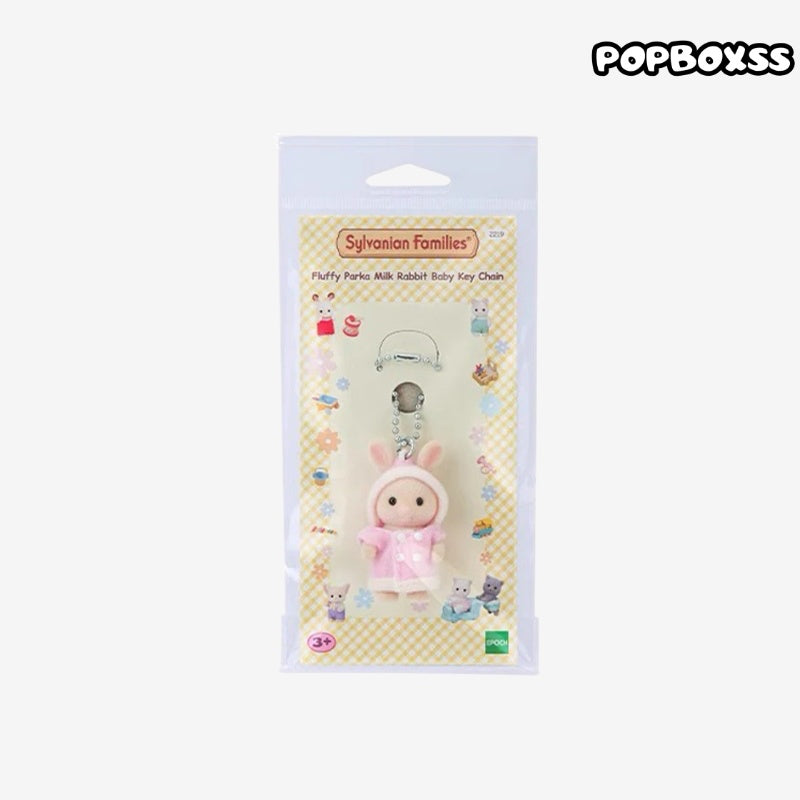 Sylvanian Families Fluffy Parka Milk Rabbit Baby Keychain