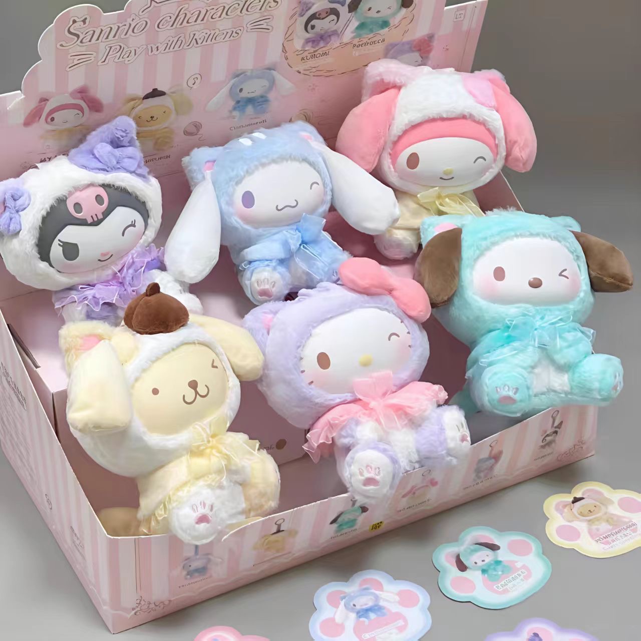 SANRI0 Characters Play With Kittens Series Plush Dolls. Blind Box