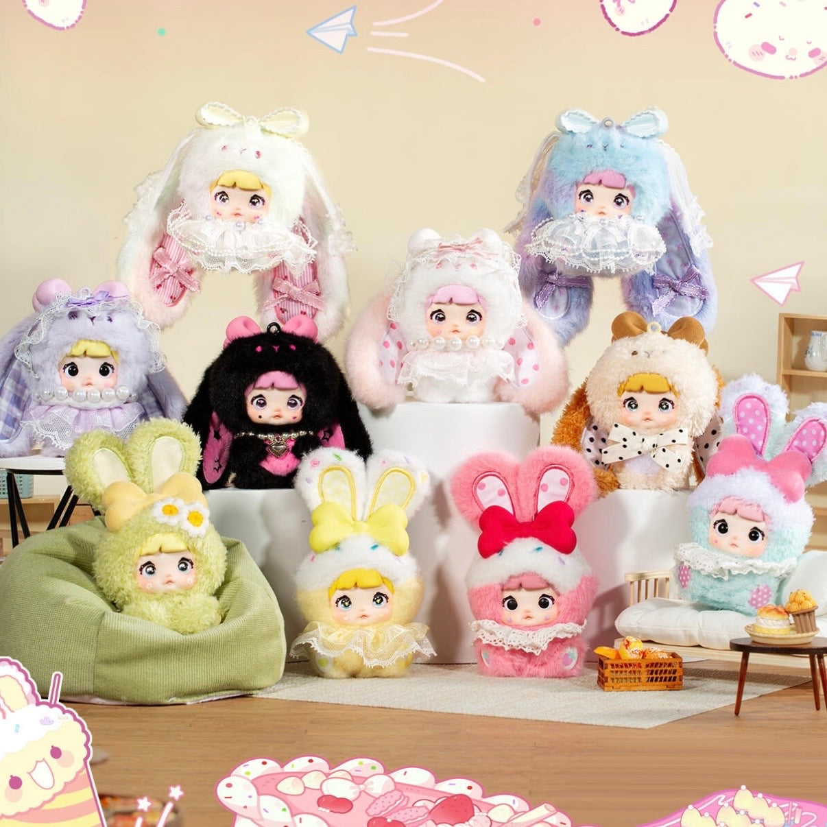 【US 3-5 Arrival】Nommi Sweetheart Bunny Blind Box Mibao Series 2 Plush Toy Keychain