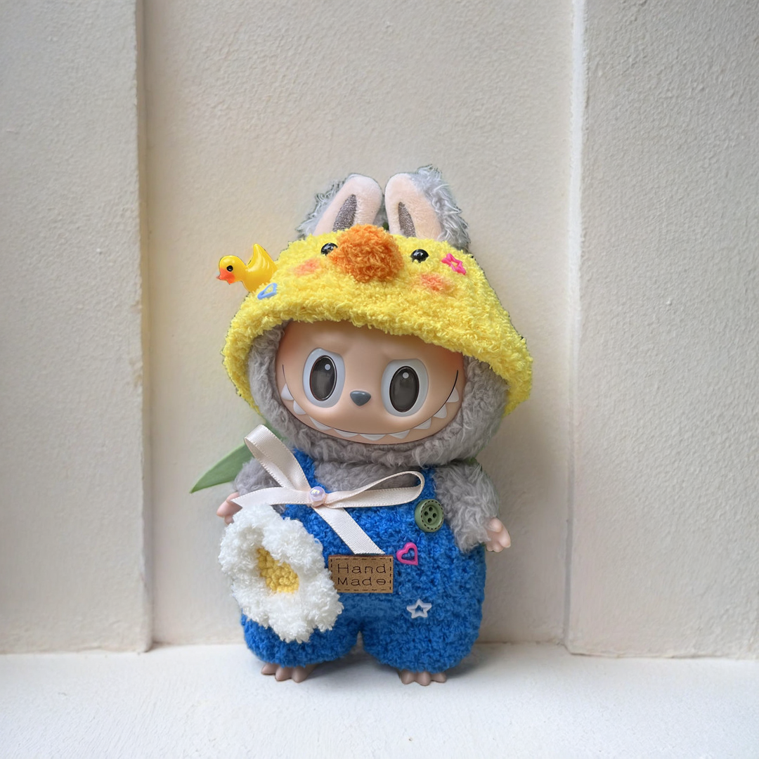 Labubu Adventure Outfit Set - Blue Costume & Yellow Hat