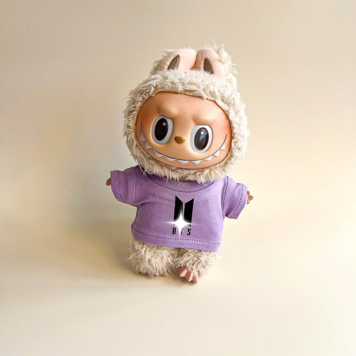 Labubu Bullet Proof Idol Tee Outfit (Black Logo) — With Mini Fan Lightstick (2 Items)