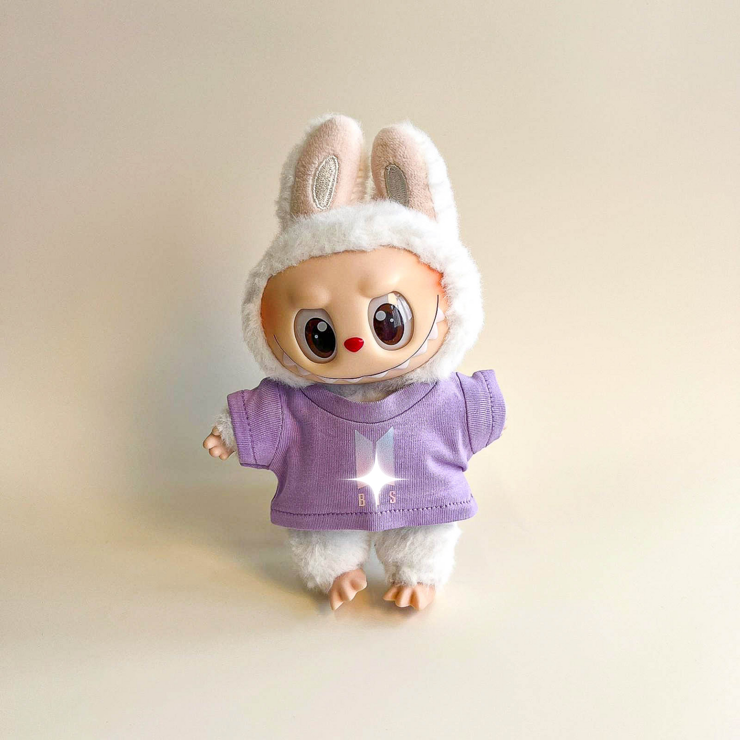 Labubu Bullet Proof Idol Tee Outfit (Colored Logo) — With Mini Fan Lightstick (2 Items)