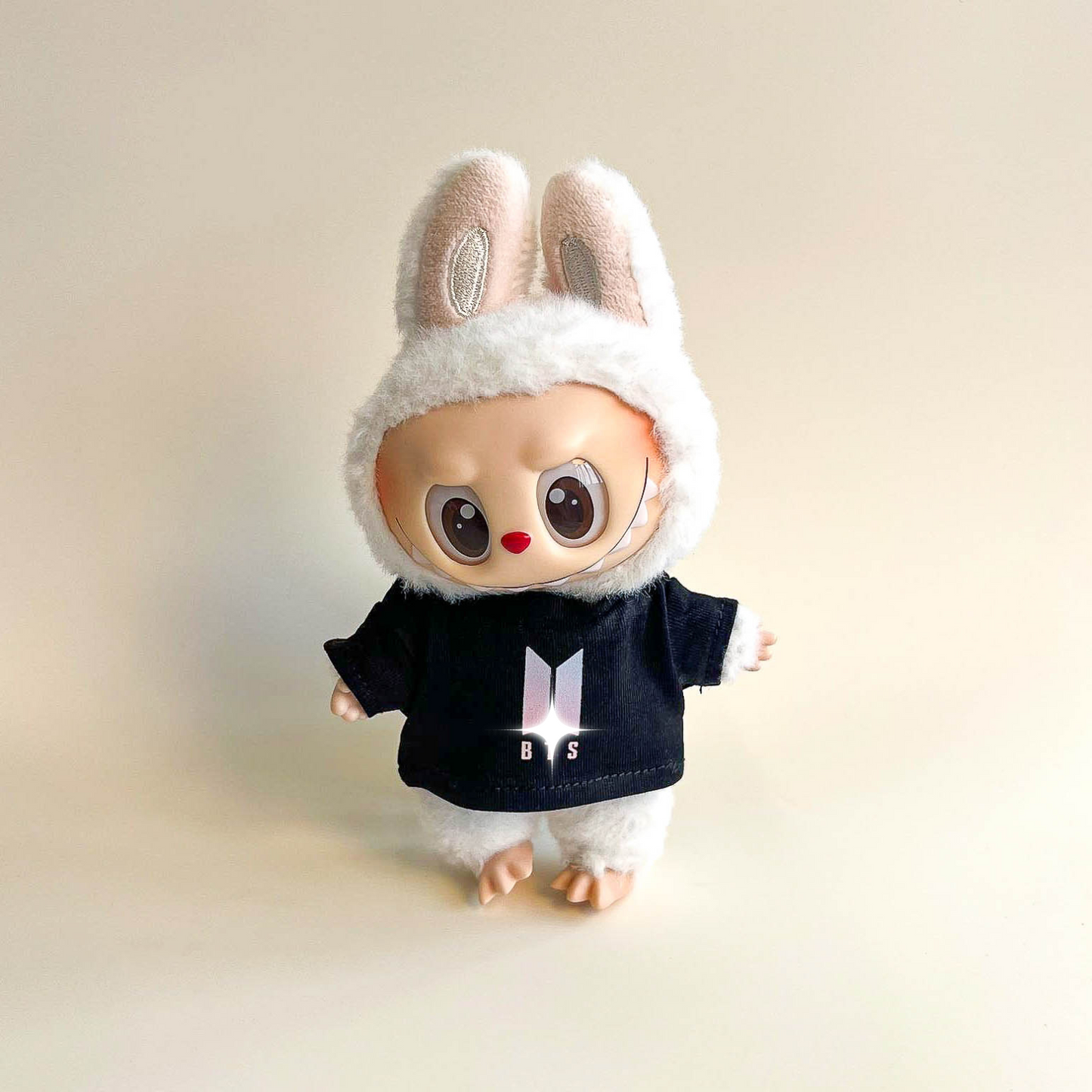 Labubu Bullet Proof Idol Tee Outfit (Colored Logo) — With Mini Fan Lightstick (2 Items)