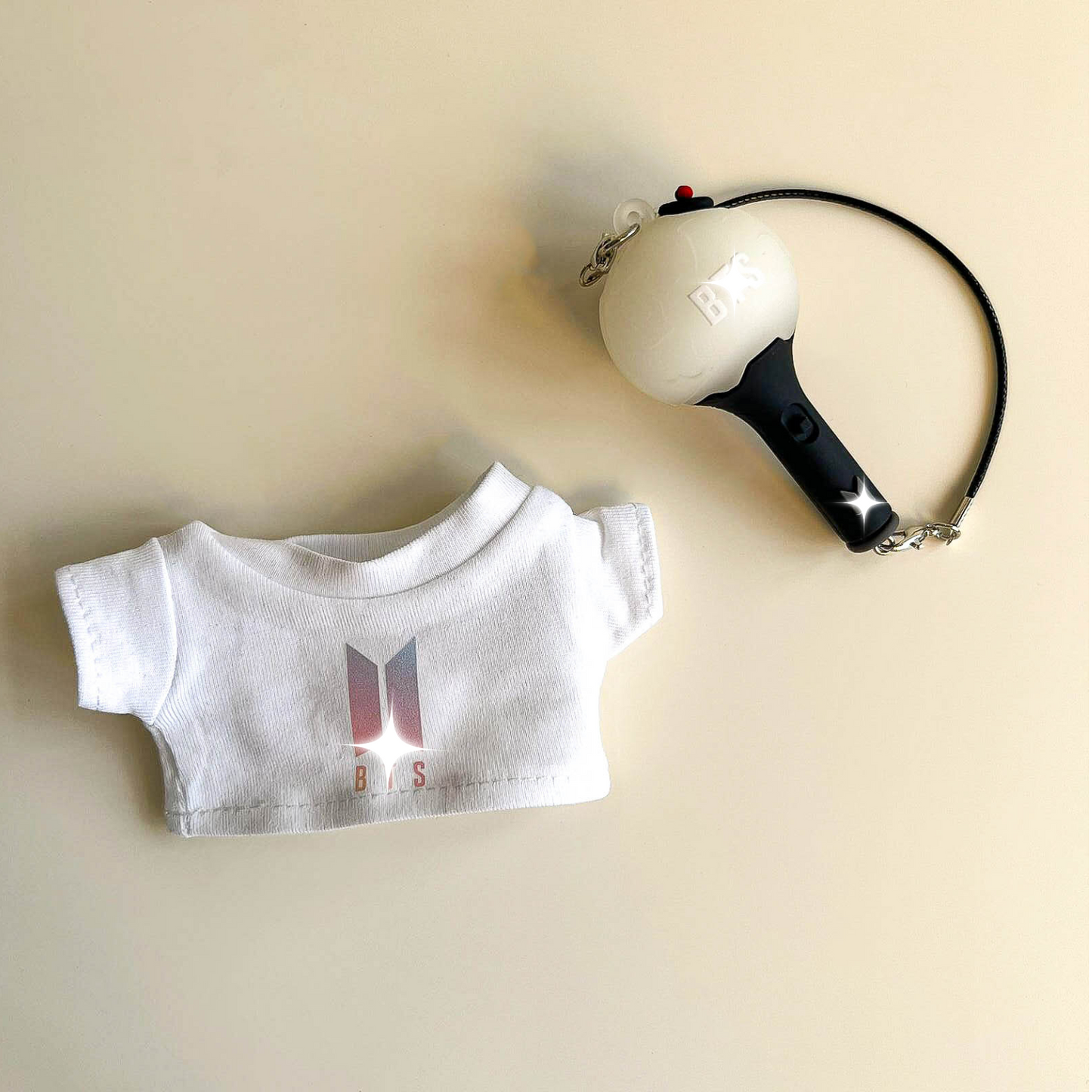 Labubu Bullet Proof Idol Tee Outfit (Colored Logo) — With Mini Fan Lightstick (2 Items)