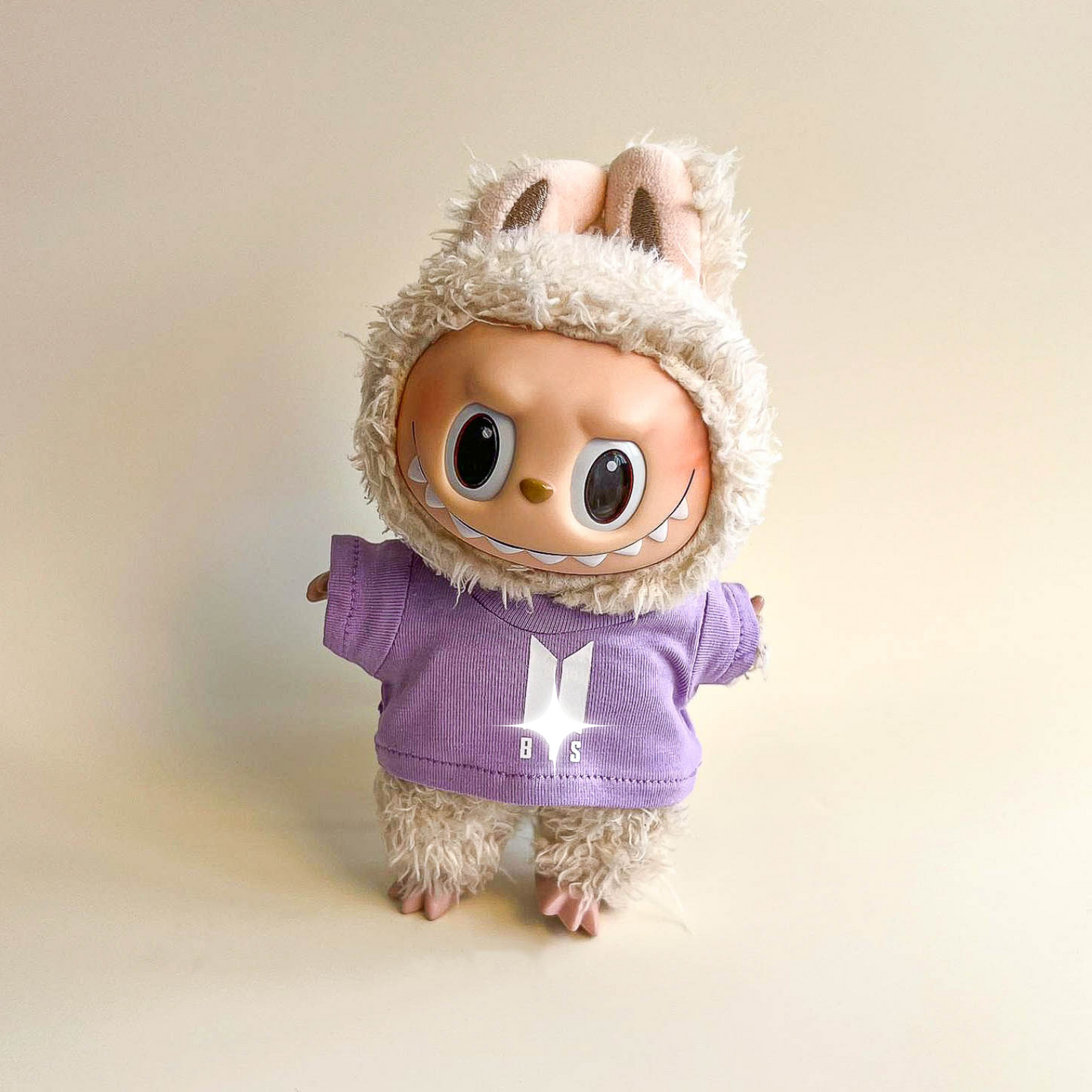 Labubu Bullet Proof Idol Tee Outfit (White Logo) — With Mini Fan Lightstick (2 Items)