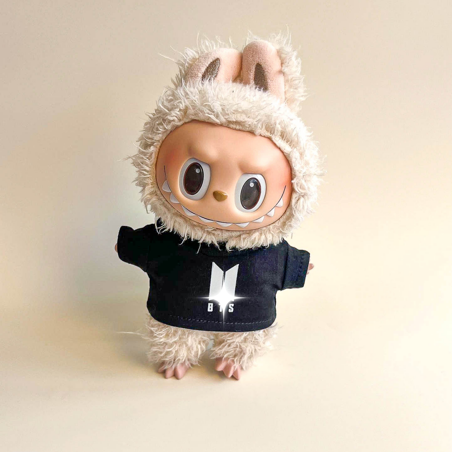 Labubu Bullet Proof Idol Tee Outfit (White Logo) — With Mini Fan Lightstick (2 Items)