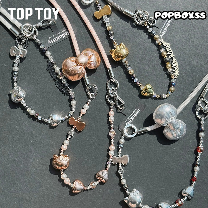 TOP TOY Hello Kitty Gold Glitter Phone Charms – Phone Strap. Mini Charm & Shoulder Lanyard