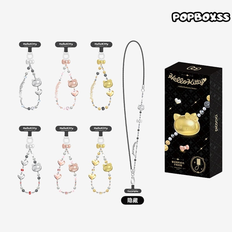 TOP TOY Hello Kitty Gold Glitter Phone Charms – Phone Strap, Mini Charm & Shoulder Lanyard