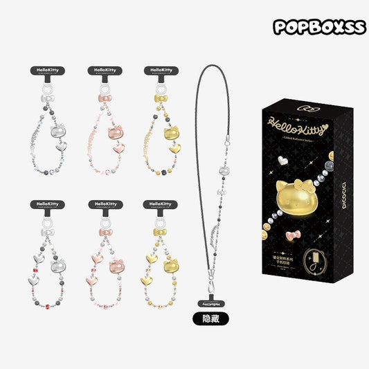 TOP TOY Hello Kitty Gold Glitter Phone Charms – Phone Strap. Mini Charm & Shoulder Lanyard