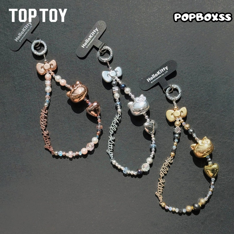 TOP TOY Hello Kitty Gold Glitter Phone Charms – Phone Strap. Mini Charm & Shoulder Lanyard