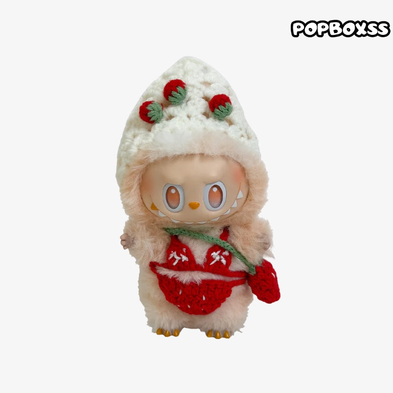 clothes Toy Outfit - Red knitted bikini + strawberry bag + hat