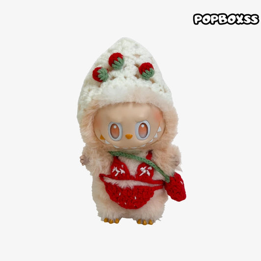 clothes Toy Outfit - Red knitted bikini + strawberry bag + hat