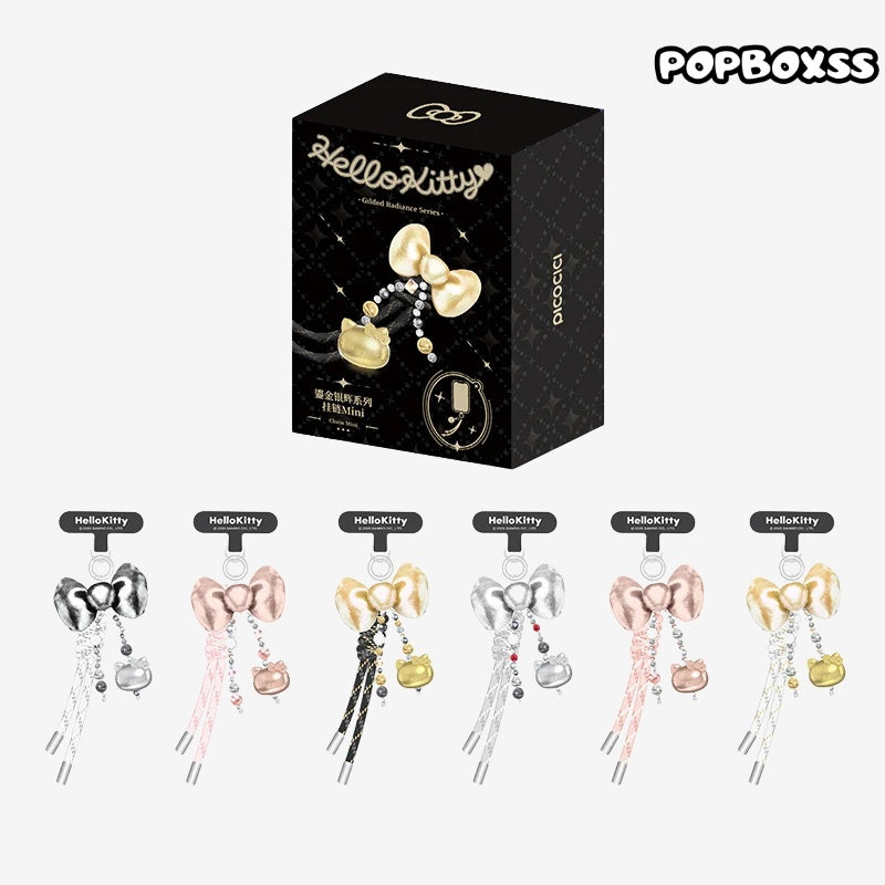 TOP TOY Hello Kitty Gold Glitter Phone Charms – Phone Strap, Mini Charm & Shoulder Lanyard