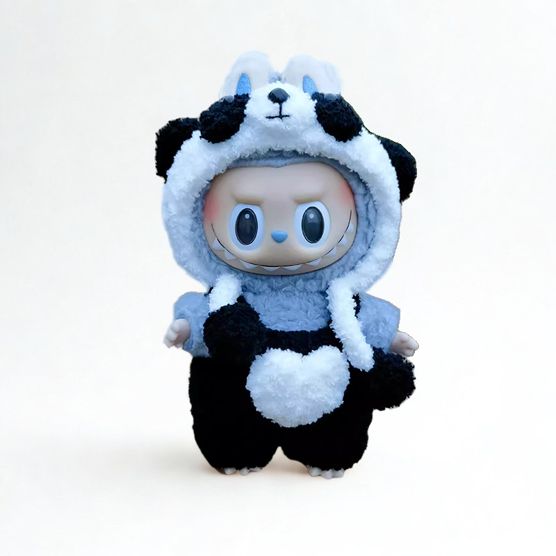 Labubu Panda Outfit Set – Panda Hood & Heart Patch Pants