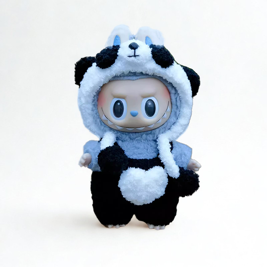 Labubu Panda Outfit Set – Panda Hood & Heart Patch Pants