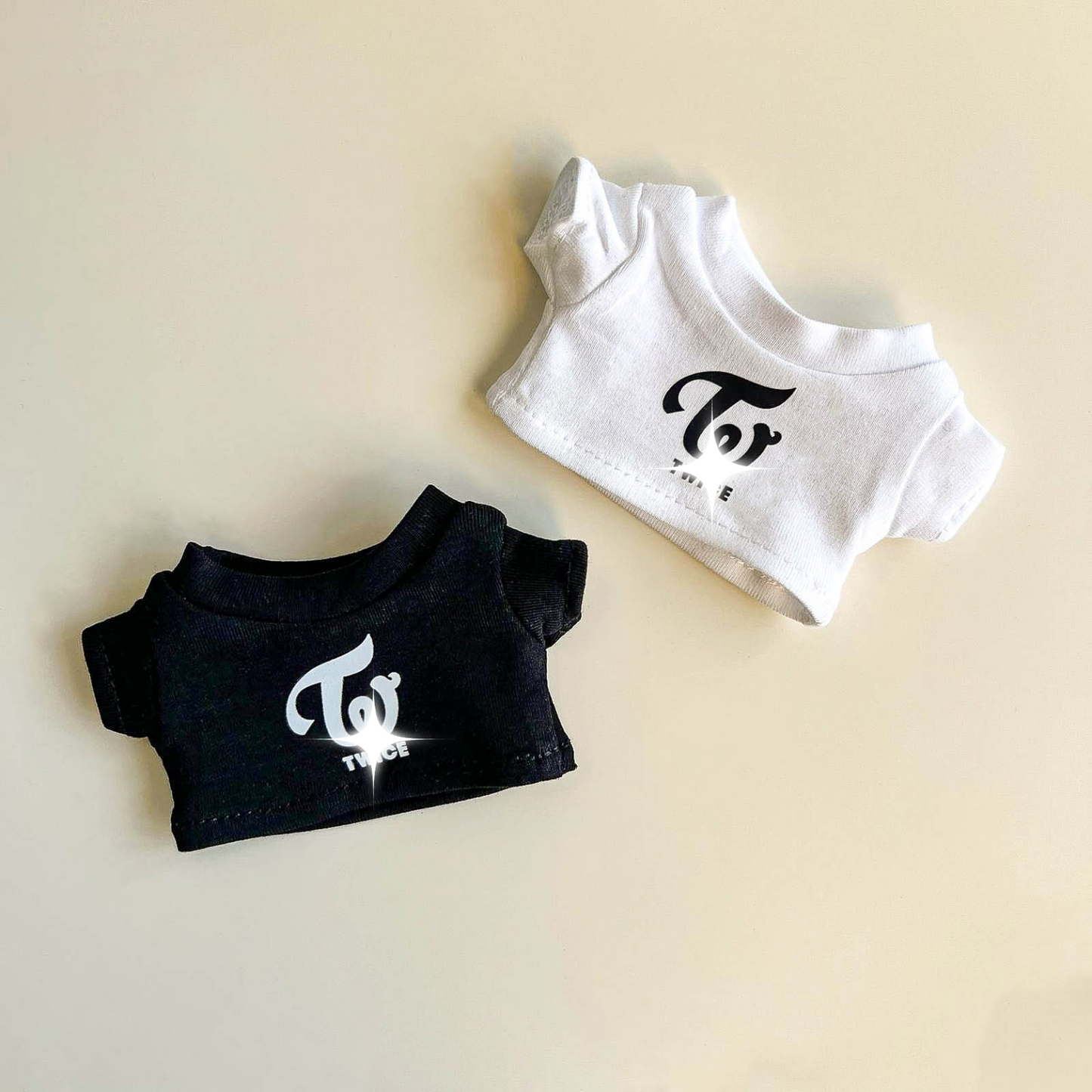 Labubu Pink Signal Idol Logo Tee Outfit (Black & White) — With Mini Fan Lightstick (2 Items)