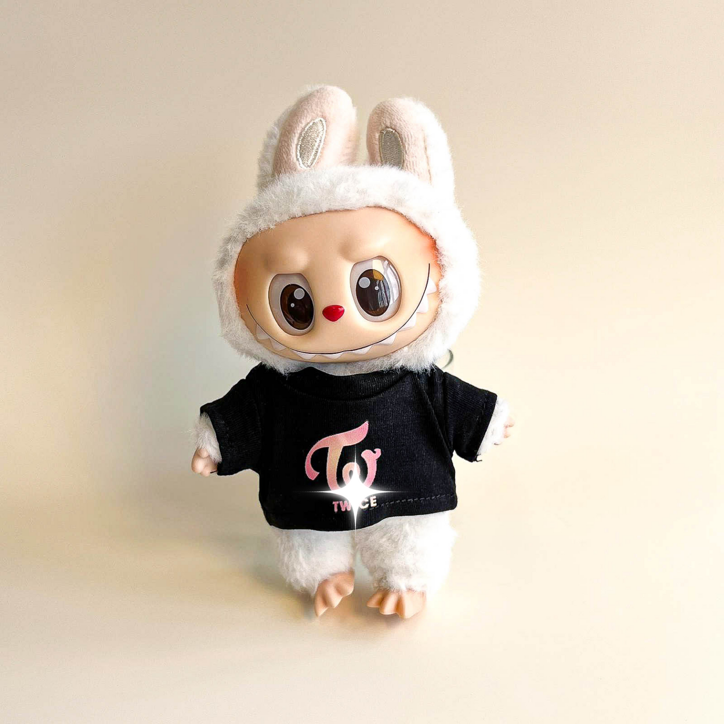 Labubu Pink Signal Idol Logo Tee Outfit (Colored) — With Mini Fan Lightstick (2 Items)