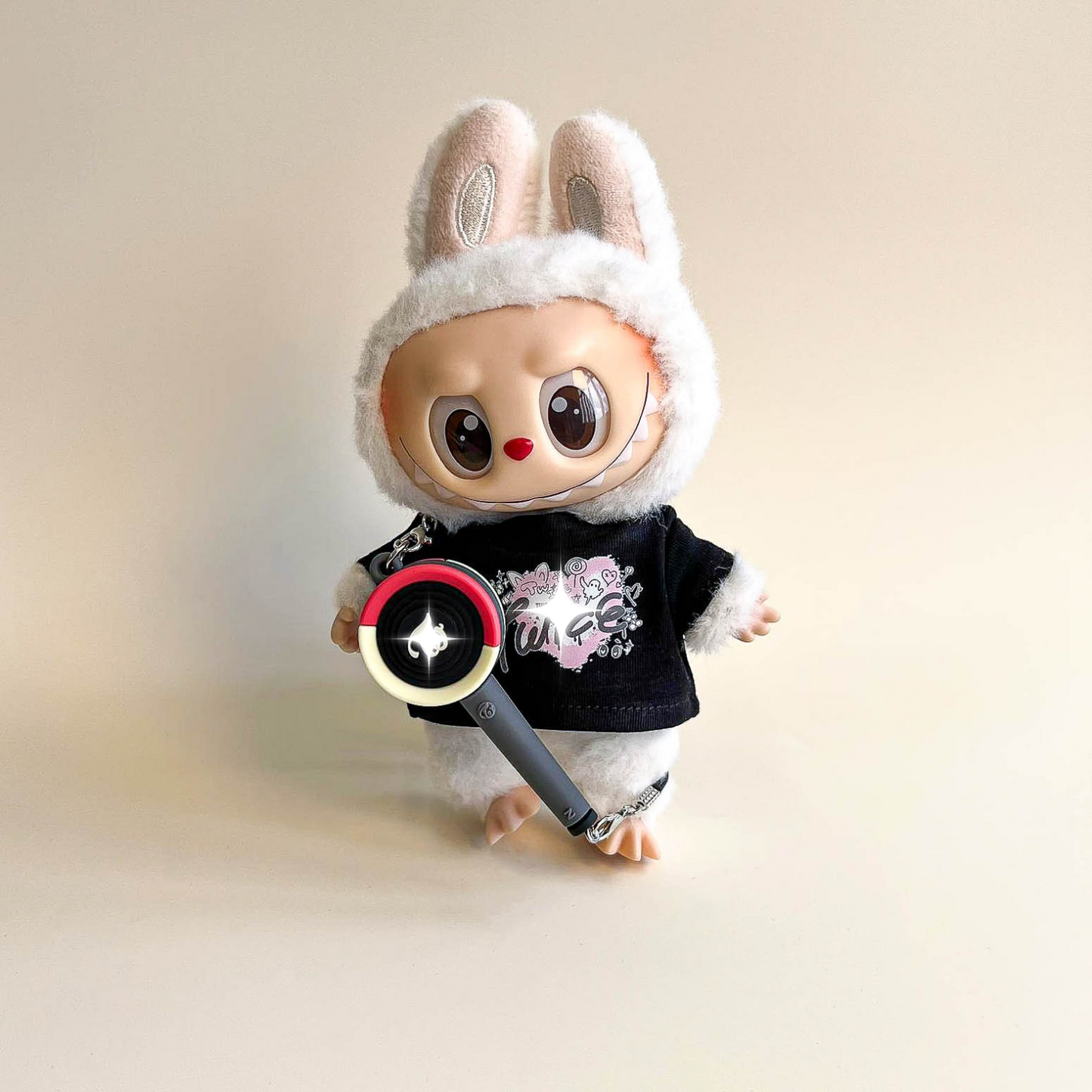 Labubu Pink Signal Idol Tee Outfit — With Mini Fan Lightstick (2 Items)