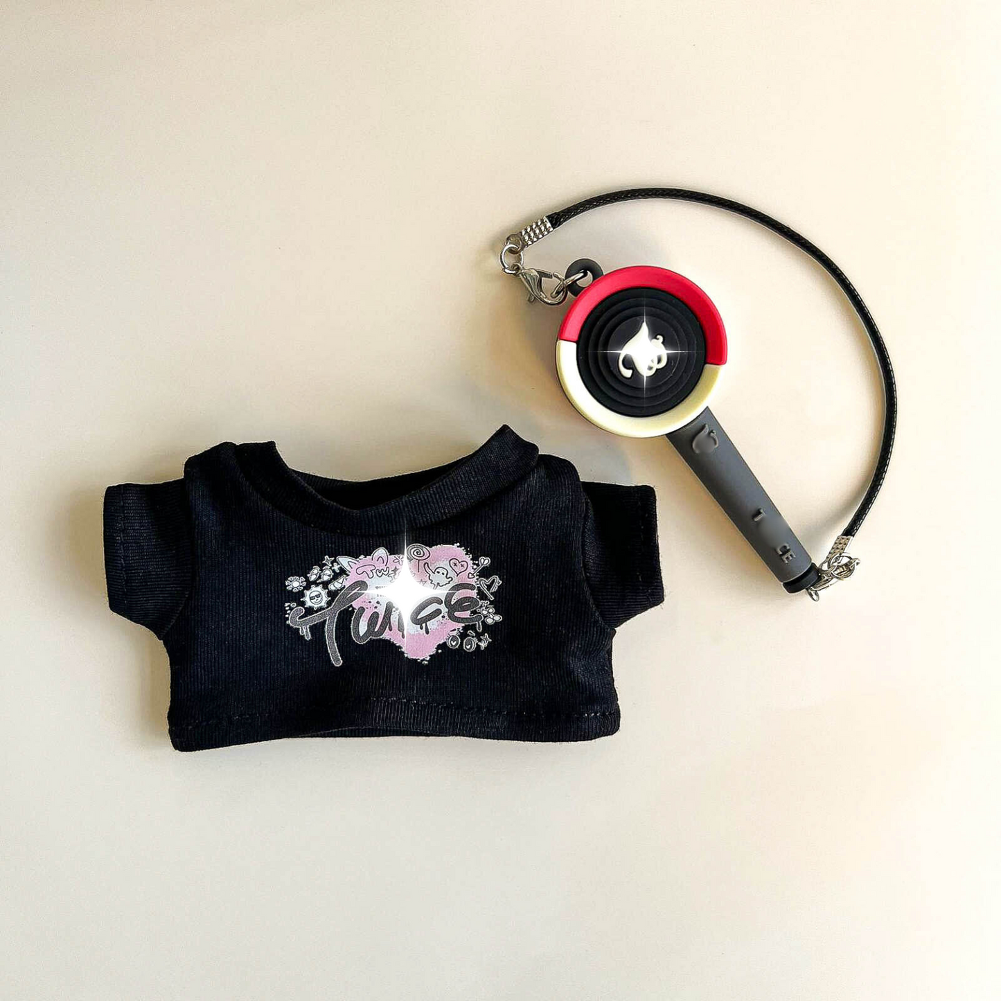 Labubu Pink Signal Idol Tee Outfit — With Mini Fan Lightstick (2 Items)